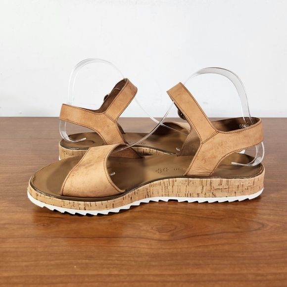 Paul Green Shoes Womens Size 7.5 UK  10 US Open Toe Leather Tan Sandal *FLAWS* - Picture 6 of 16